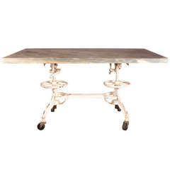 Used Stone Top Industrial Table