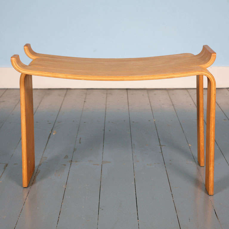 Stool/ sidetable designed in 1963 in birch. Only limited produced since it was designed for the National Museum in Stockholm.
The stool has an original black leather cushion. ( no picture).
The stool is marked and has been produced by Ströms Möbler