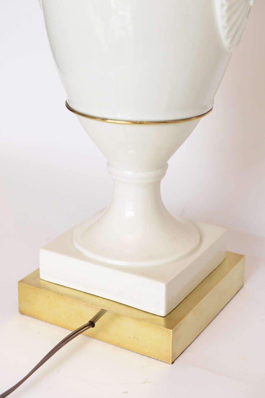 Pair of Swan Porcelain & Brass Lamps 1