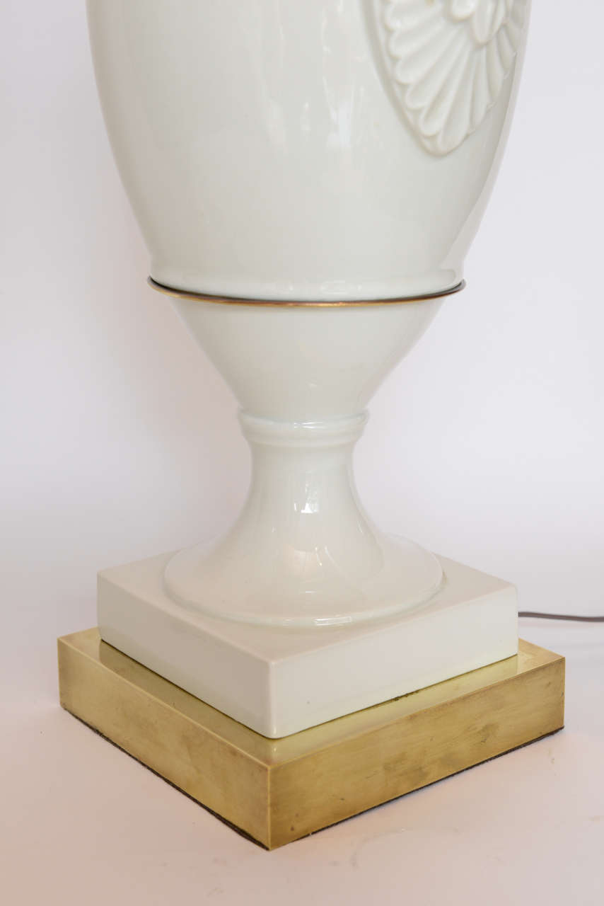 Pair of Swan Porcelain & Brass Lamps 4