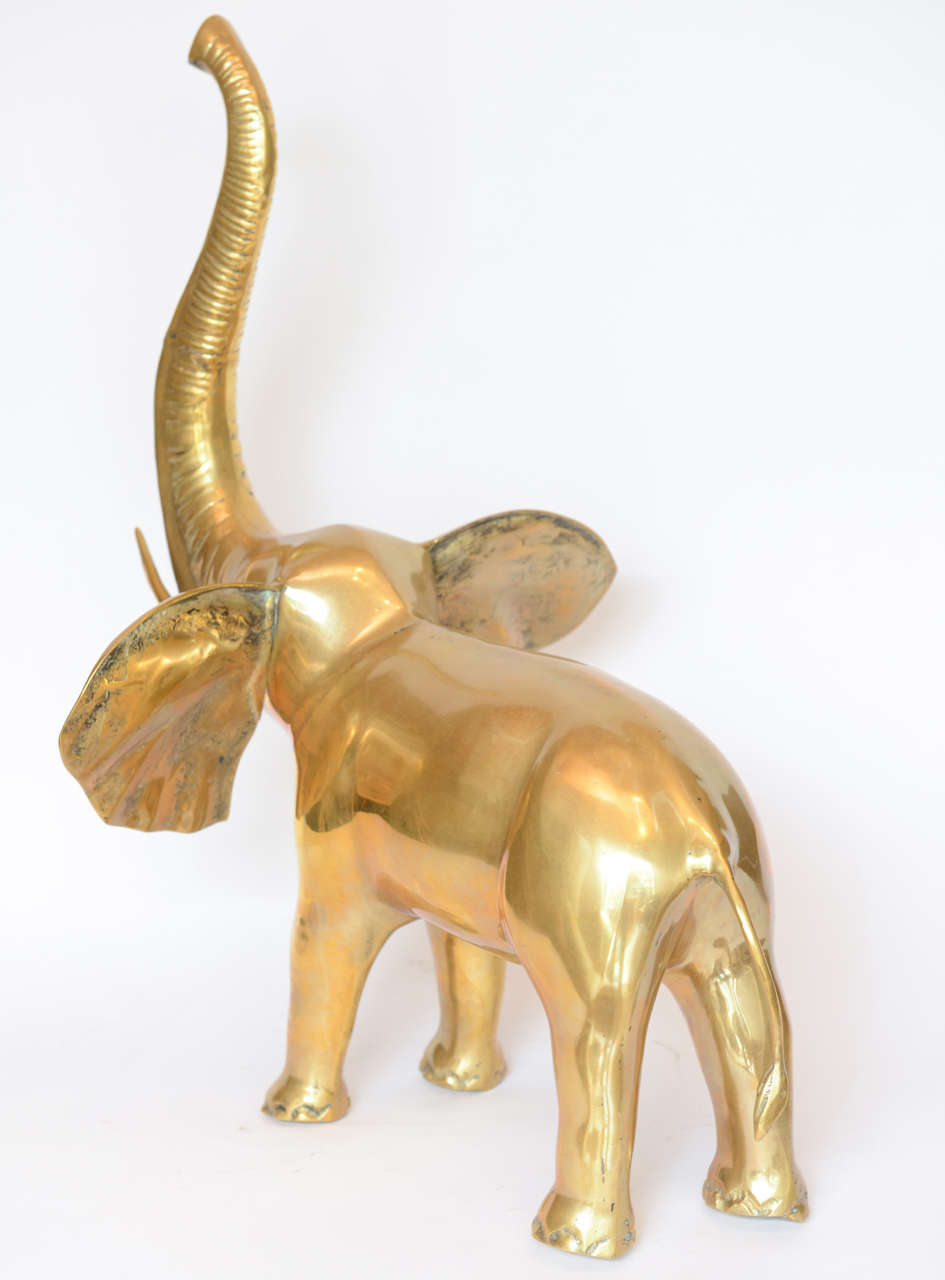 Whimsical Vintage Brass Elephant Sculpture In Good Condition In West Palm Beach, FL