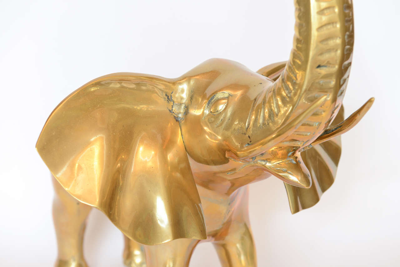 Whimsical Vintage Brass Elephant Sculpture 3