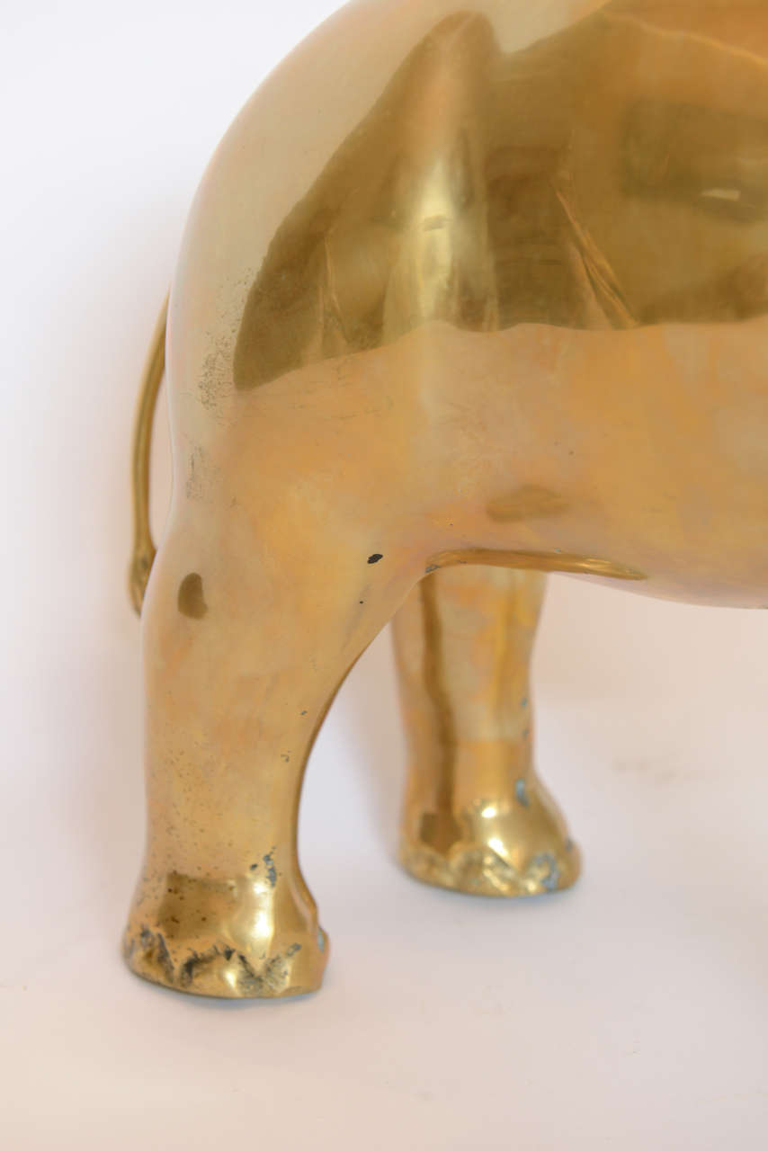 Whimsical Vintage Brass Elephant Sculpture 4