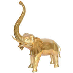 Whimsical Vintage Brass Elephant Sculpture