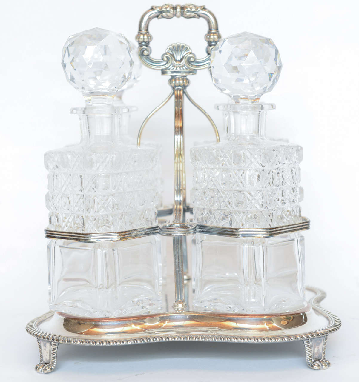 British Late 19th Century Silverplate & Crystal Tantalus