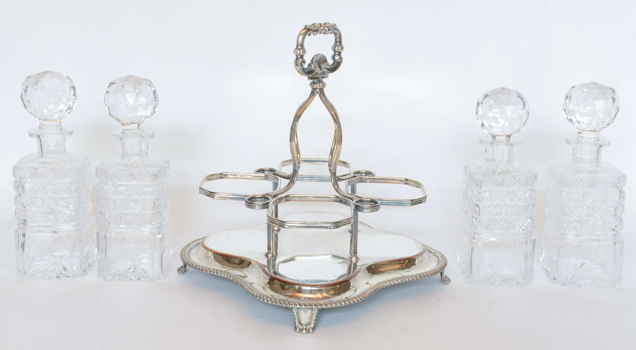 Late 19th Century Silverplate & Crystal Tantalus 1