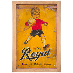 Vintage Painted Metal "Royal" Ice Cream Advertising Sign
