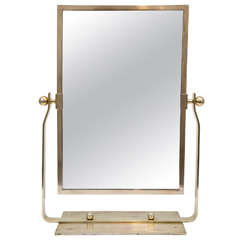 French Deco Brass Table Top Mirror