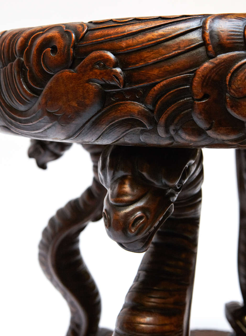 19th Century Very Rare Chinese Sculpture Table In Excellent Condition For Sale In Milan, IT