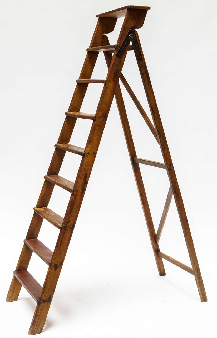 Rare 19th c. Italian Library Ladder