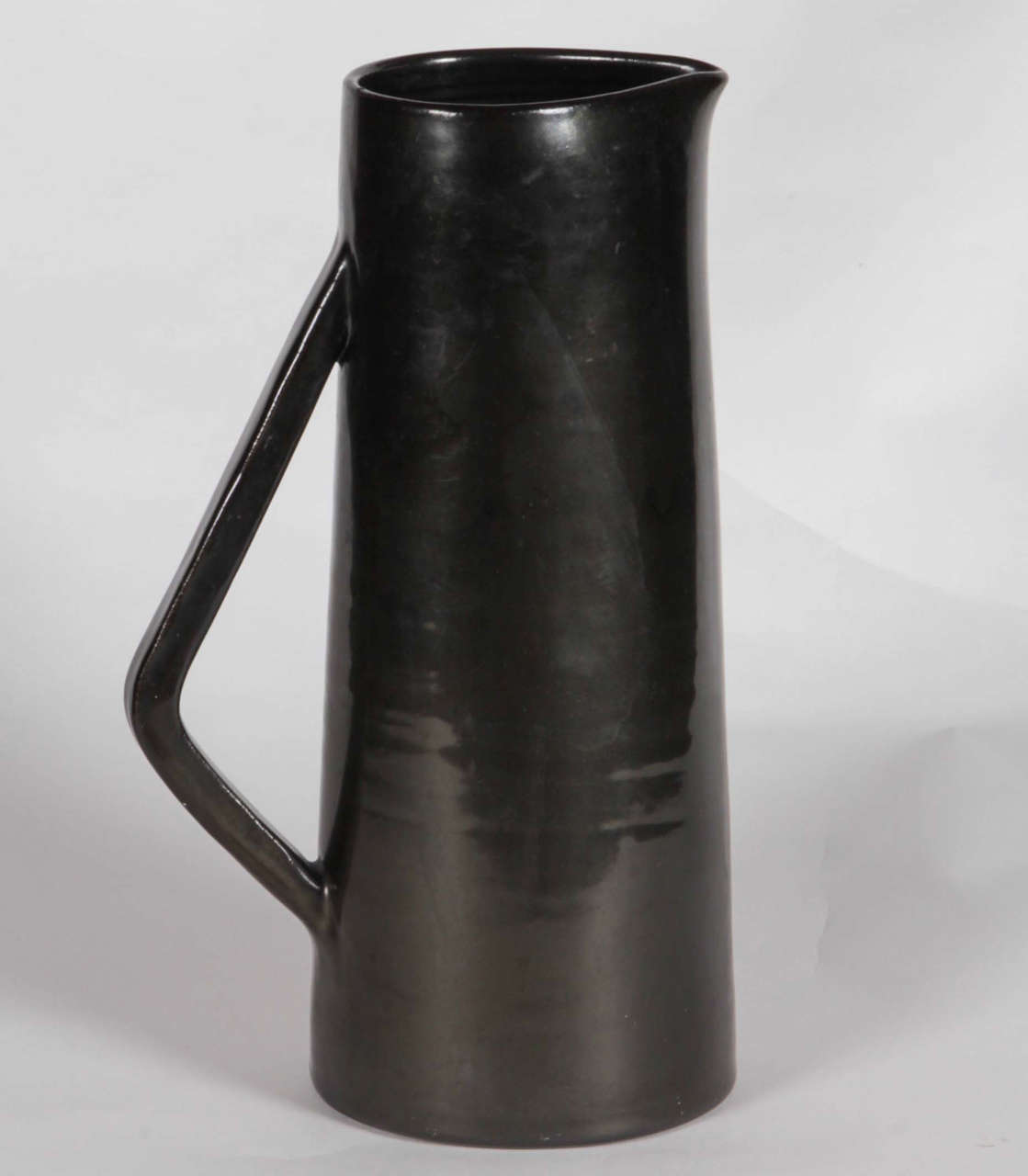 Black ceramic Accolay pitcher made in Vallauris, France. Signed.