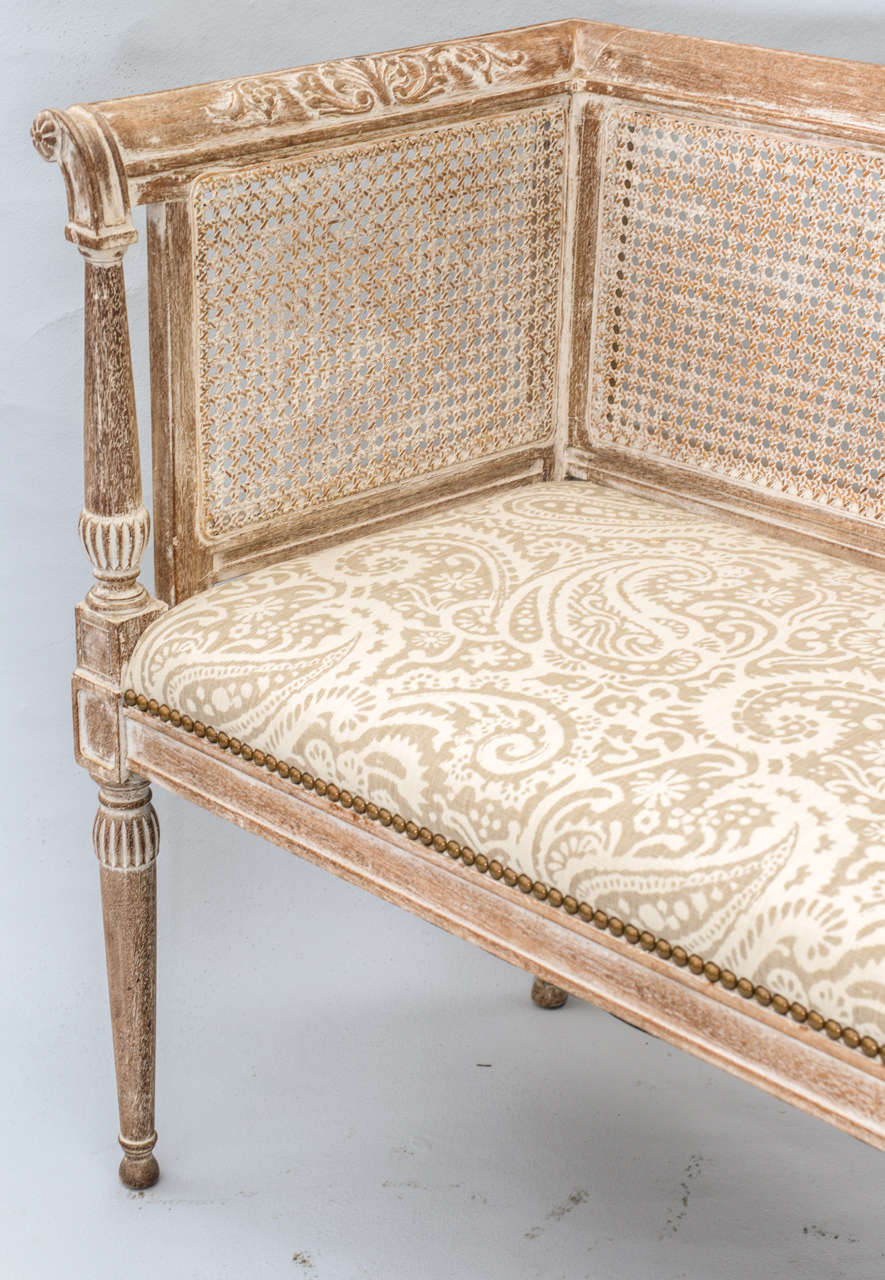 Mid-20th Century Swedish Style Caned Settee