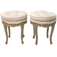 Pair of Louis XV Style Painted Stools
