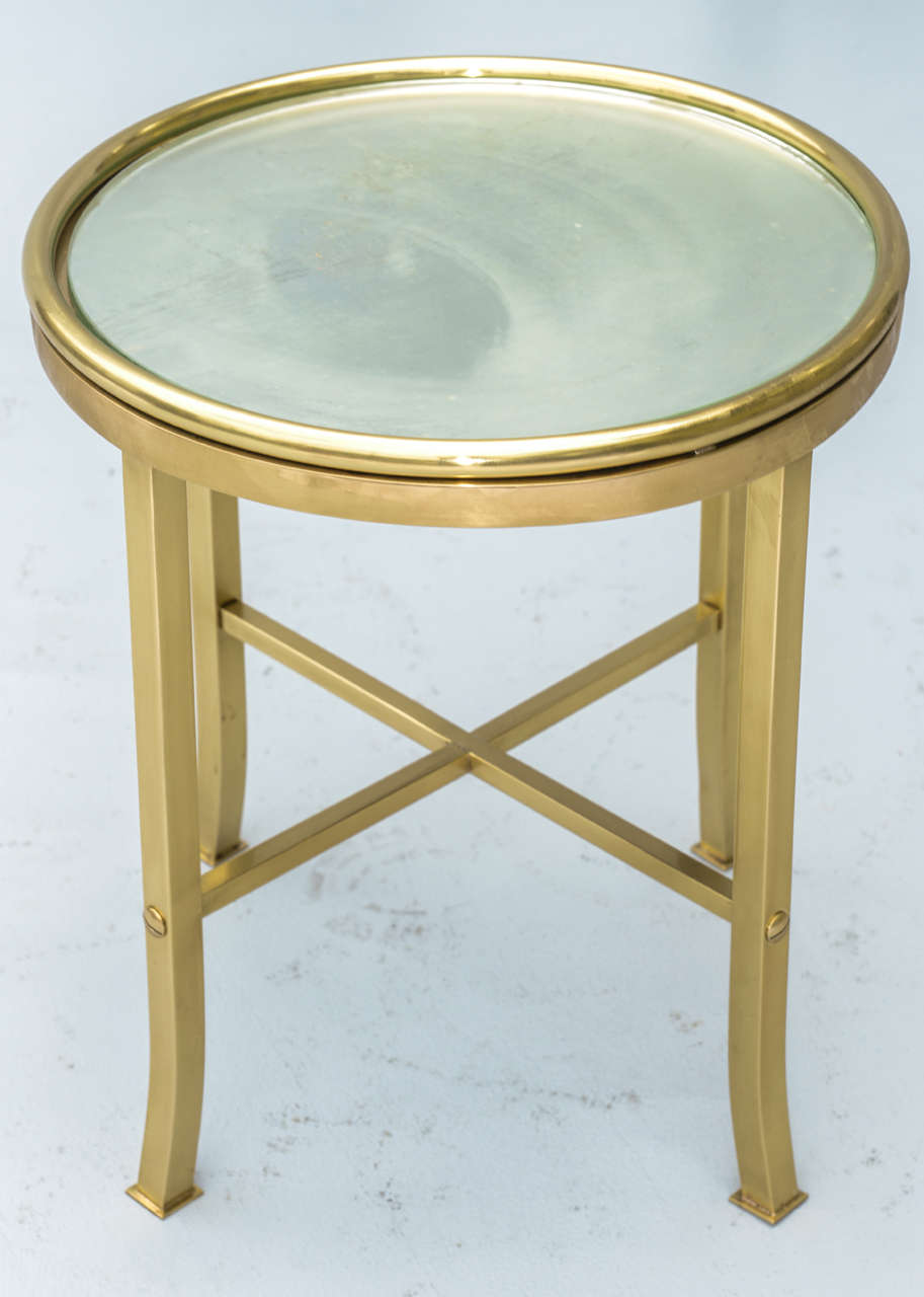 McCobb Brass Accent Table with Mirrored Top
