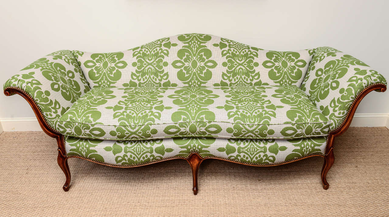 Italian Camelback Walnut Settee