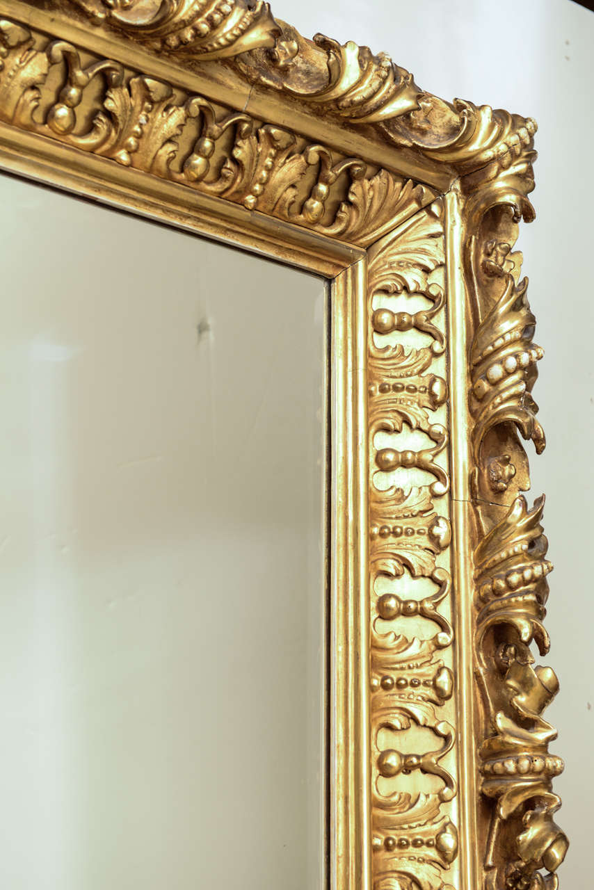 Baroque Revival Elaborate Foliate Giltwood 19c. Baroque Mirror For Sale