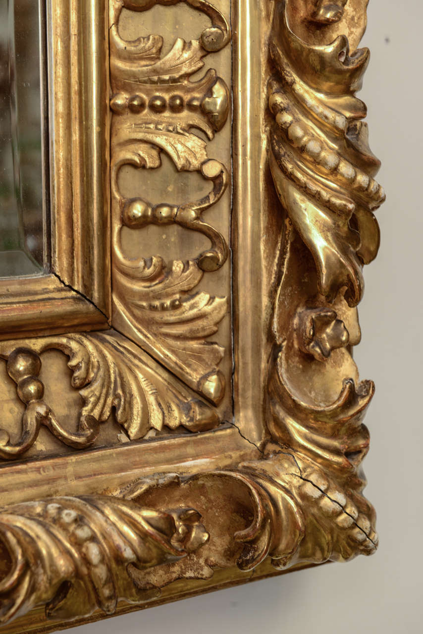 19th Century Elaborate Foliate Giltwood 19c. Baroque Mirror For Sale