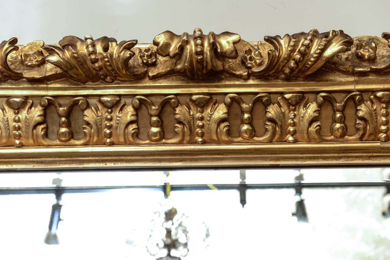 Elaborate Foliate Giltwood 19c. Baroque Mirror For Sale 1