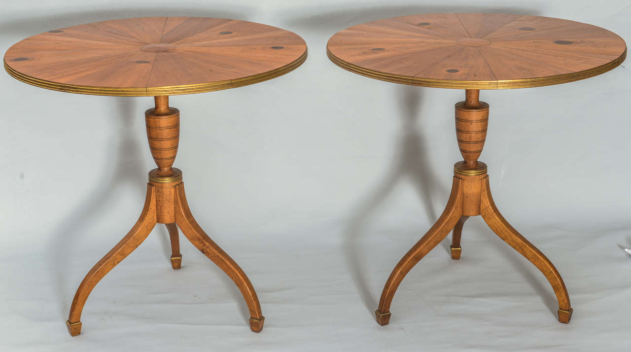Pair of Baker Round Pedestal End Tables