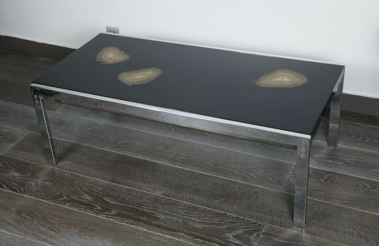 Rare 1970s Resin and Agates Table In Good Condition For Sale In Paris, FR