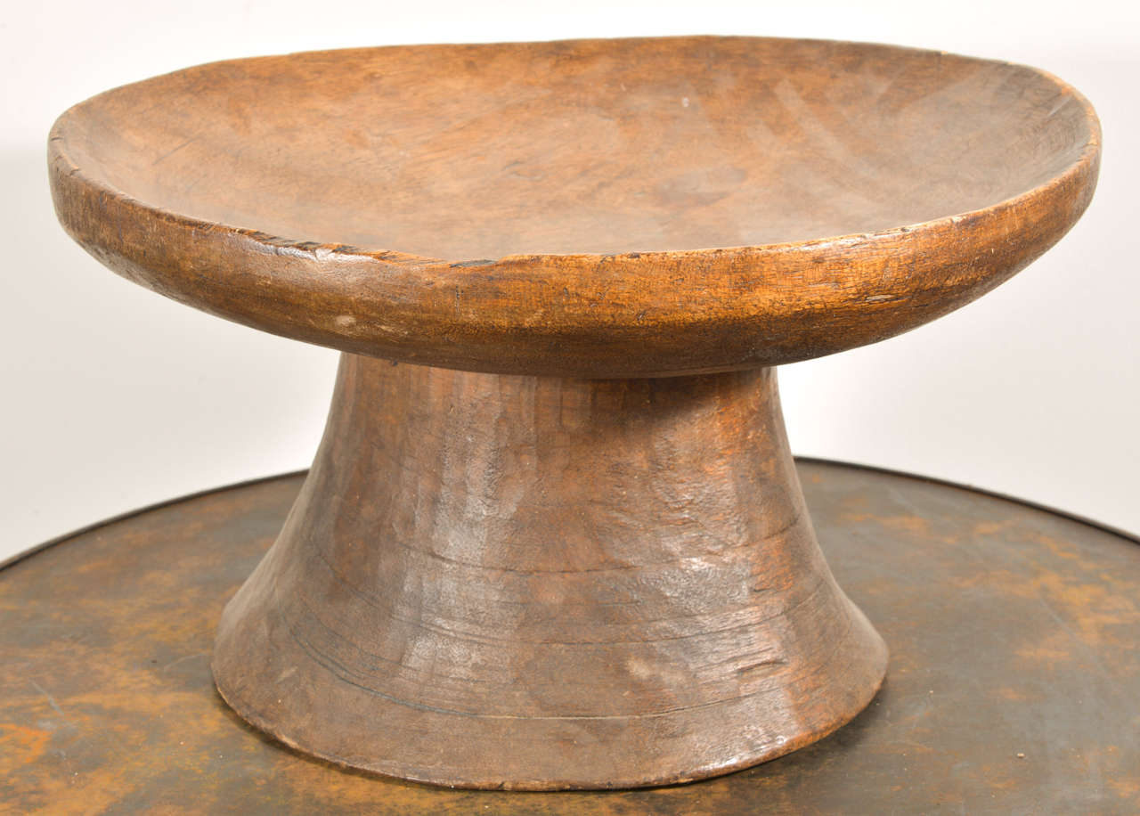 19th Century 19th C. Wooden bowl on pedestal