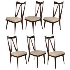 Set of Six Italian Chairs in the style of Osvaldo Borsani