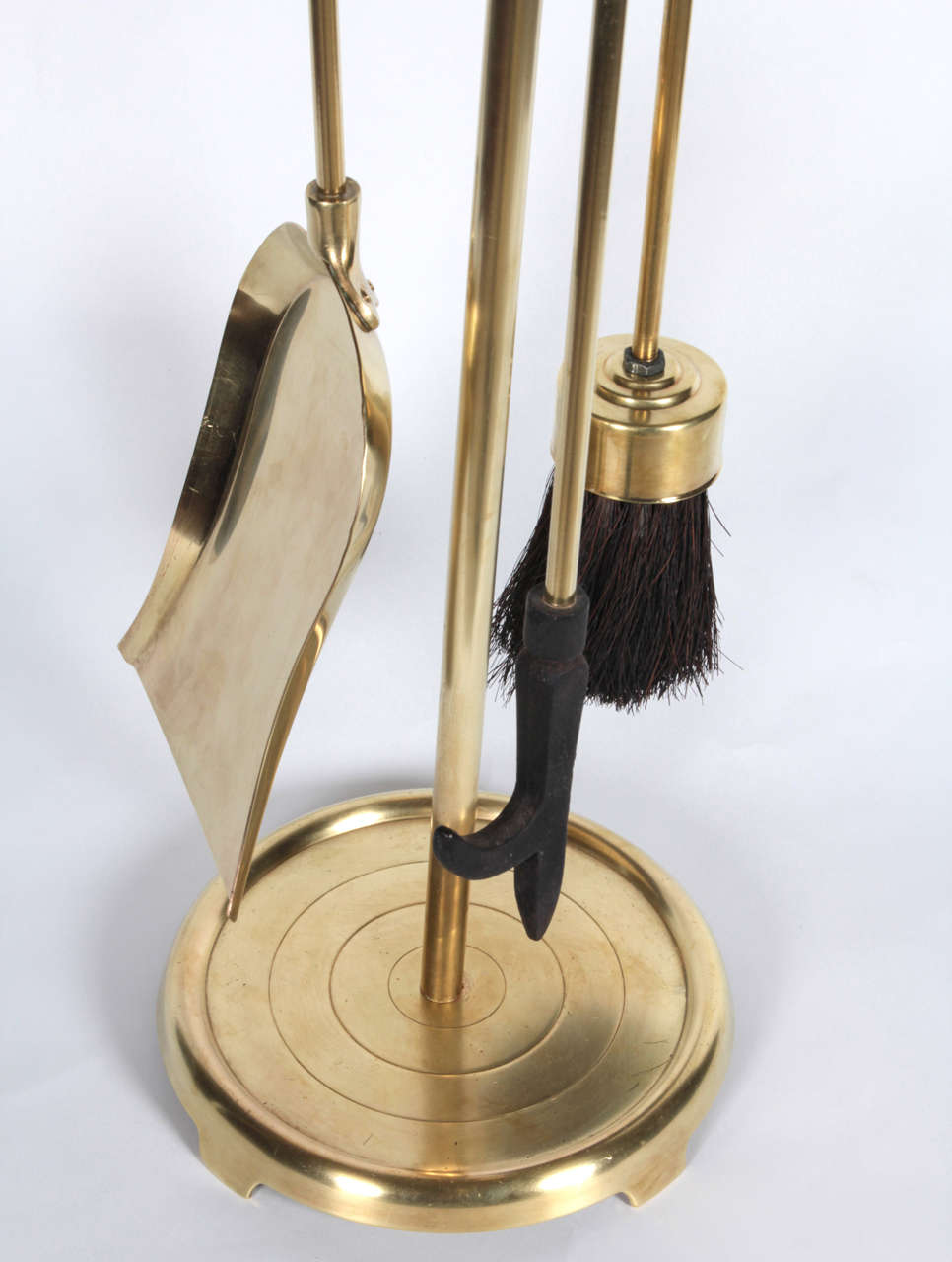 American Polished Brass Fireplace Tool Set