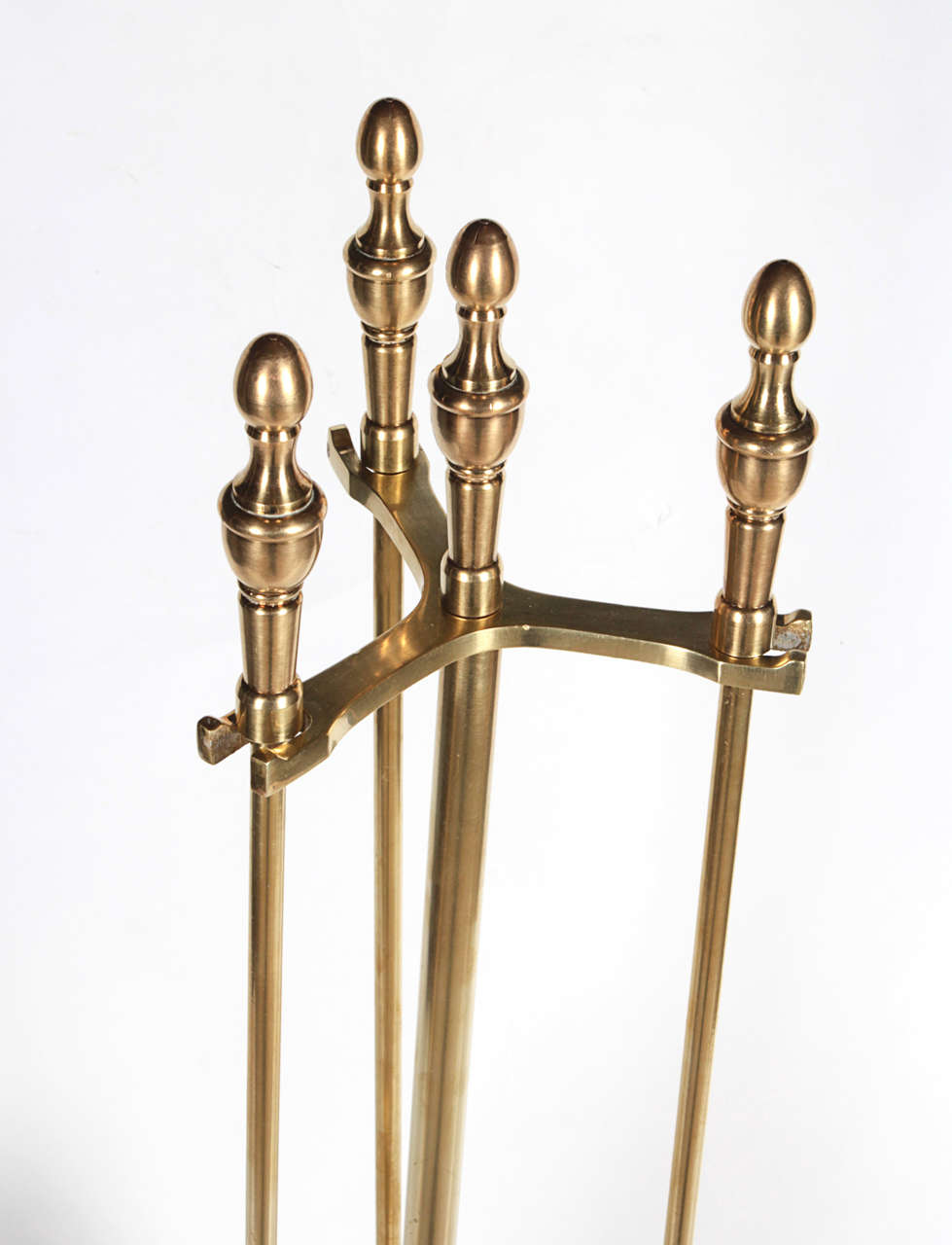 Polished Brass Fireplace Tool Set In Excellent Condition In New York, NY