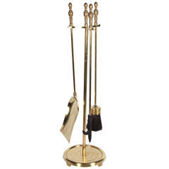 Polished Brass Fireplace Tool Set