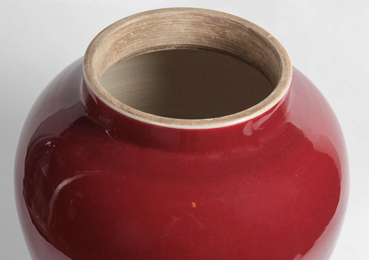 Porcelain Par of Chinese Oxblood Monochrome Ginger Jar Vases