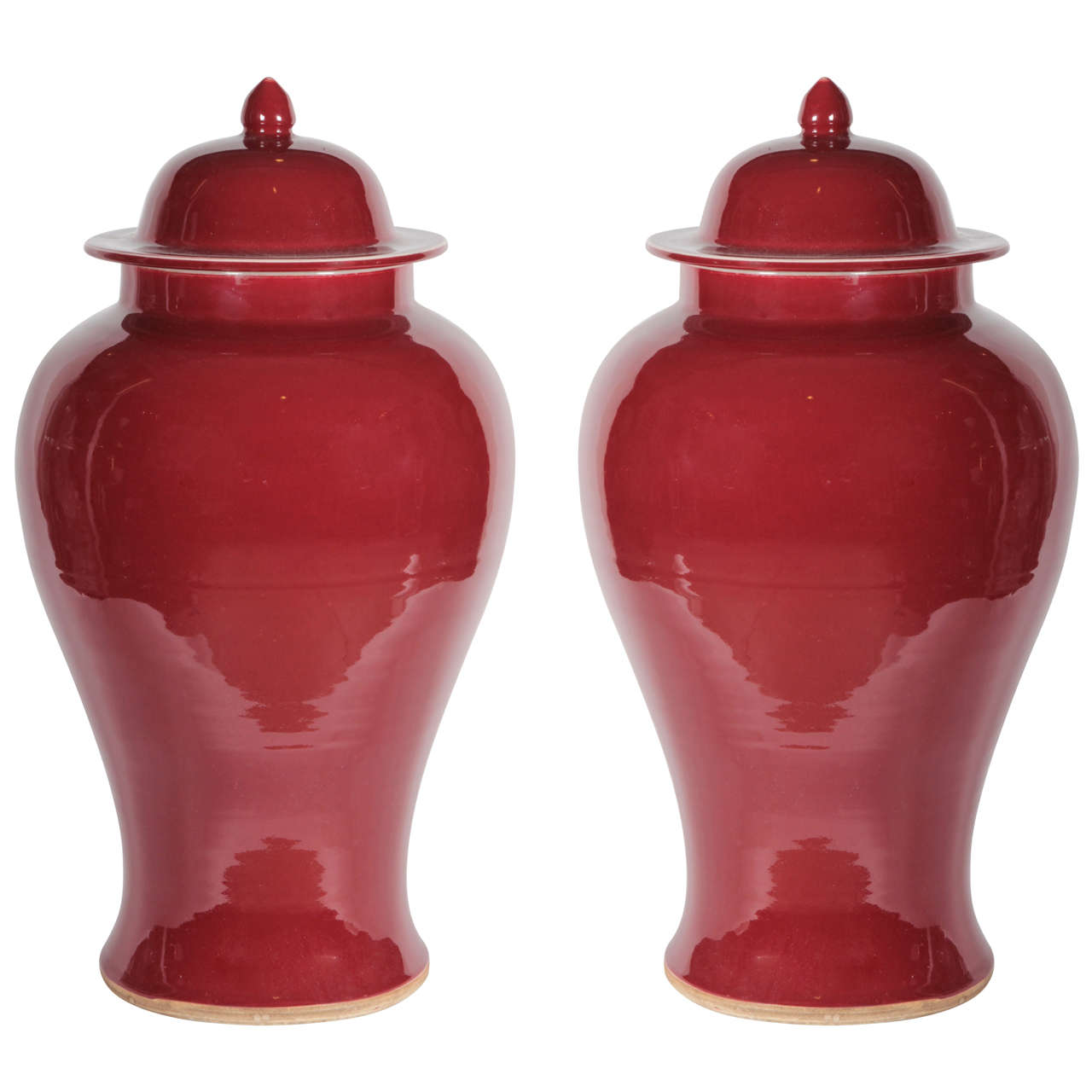 Par of Chinese Oxblood Monochrome Ginger Jar Vases
