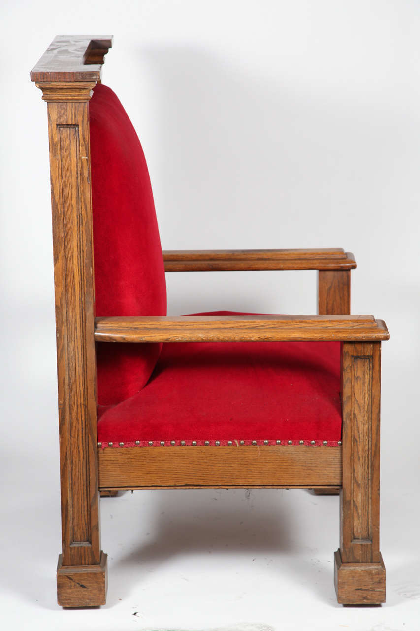 Early 20th Century 1920s Pair of Upholstered Oak Great Chairs