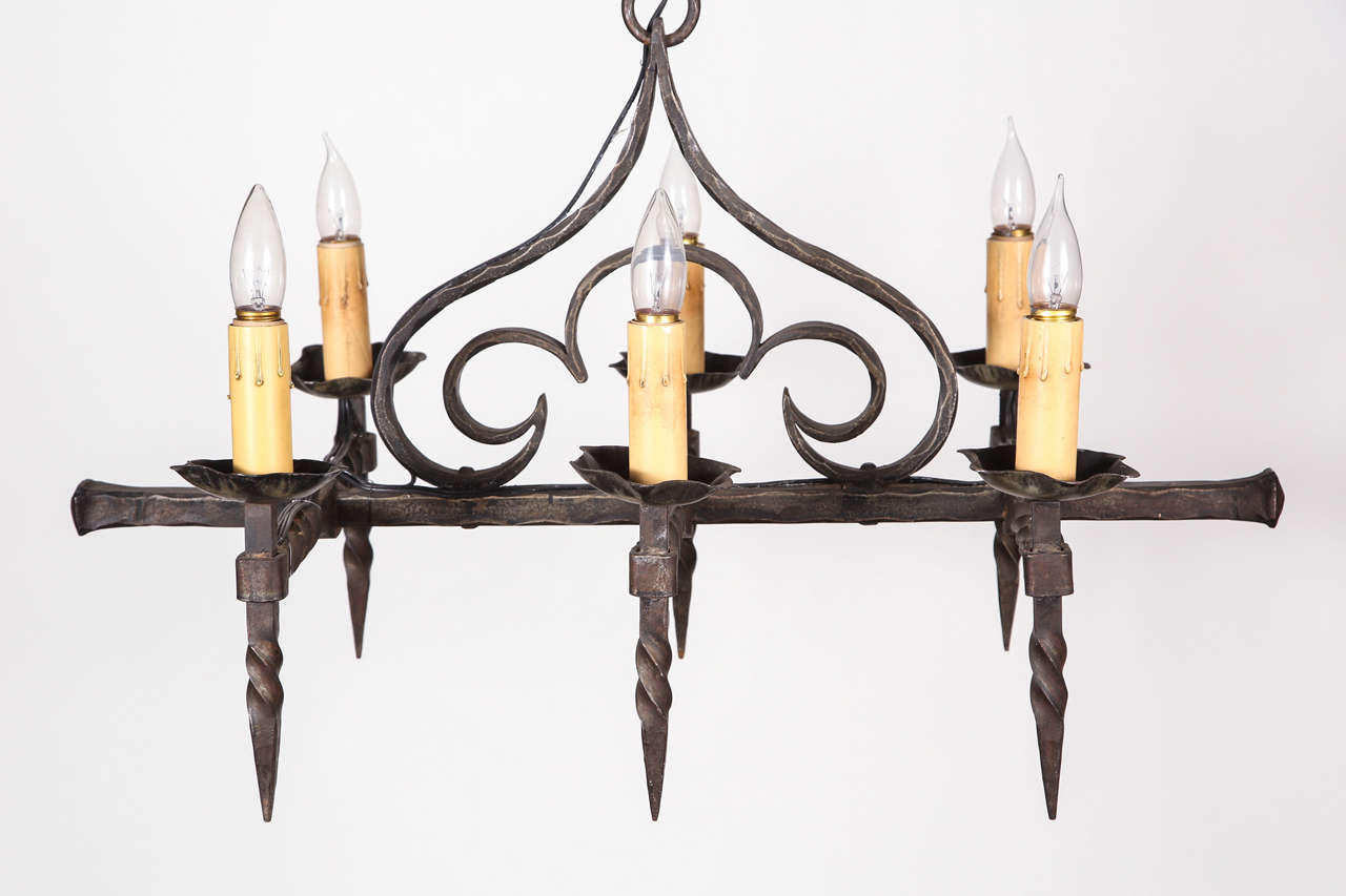 Hand-wrought iron, chandelier from Belgium.