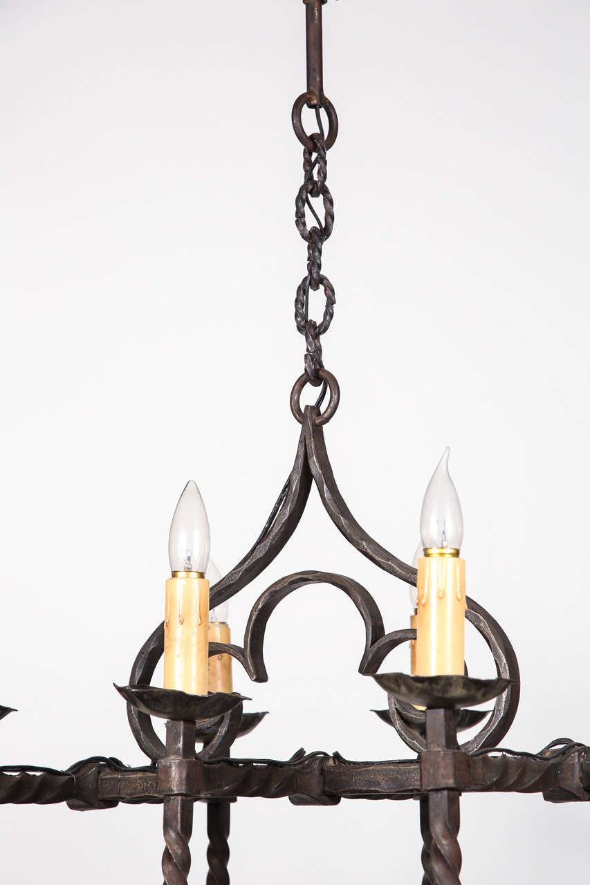 Six Candle Wrought Iron Chandelier from Belgium In Excellent Condition In Los Angeles, CA