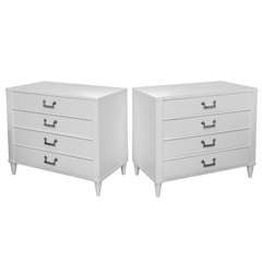 Pair of Vintage White Lacquer Chests
