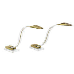 Vintage Lucite and Brass "Cobra" Lamps