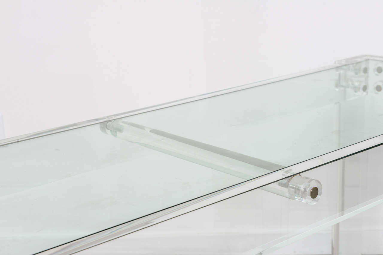 Mid-20th Century Vintage Lucite Console Table with Glass Top