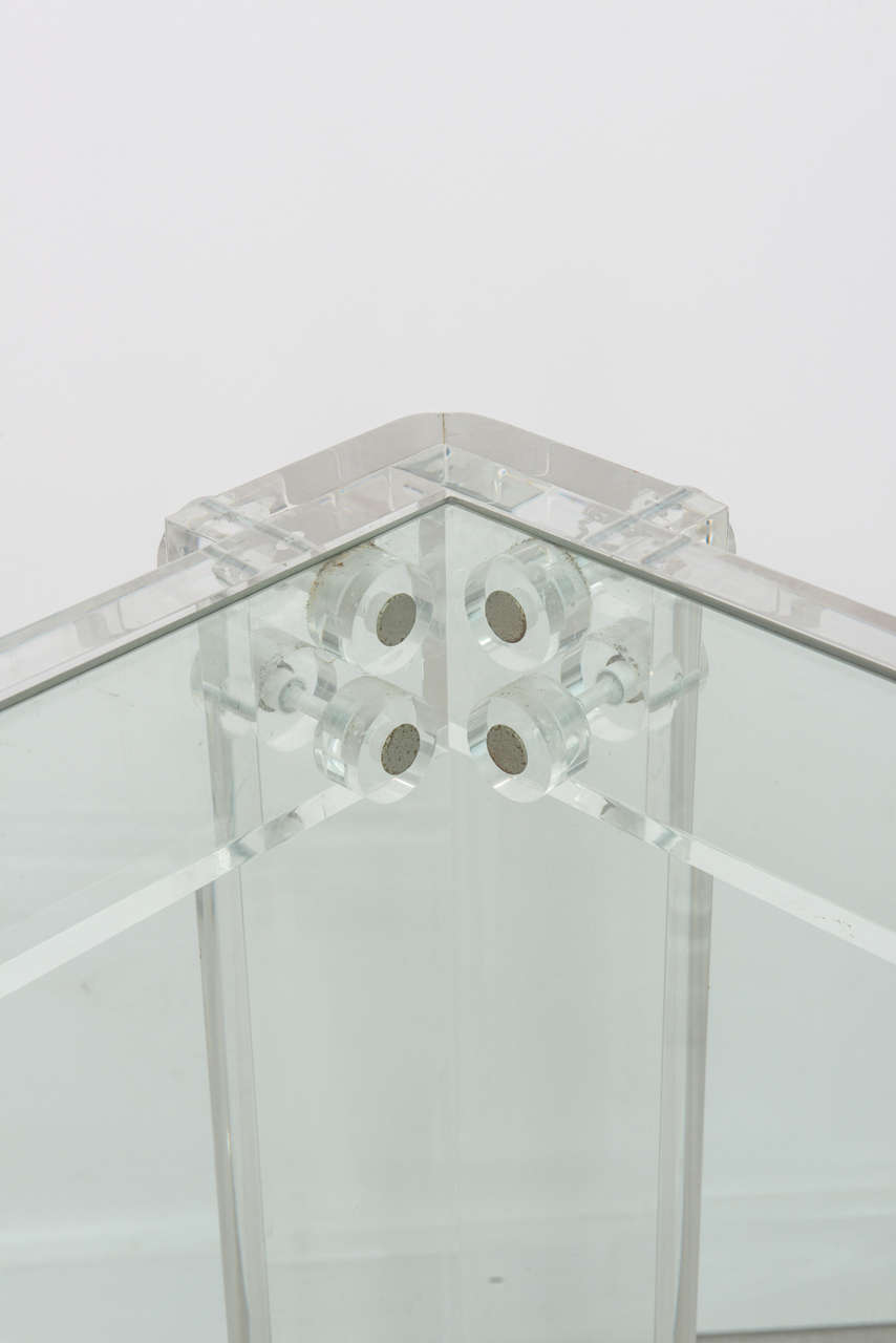 Vintage Lucite Console Table with Glass Top 1