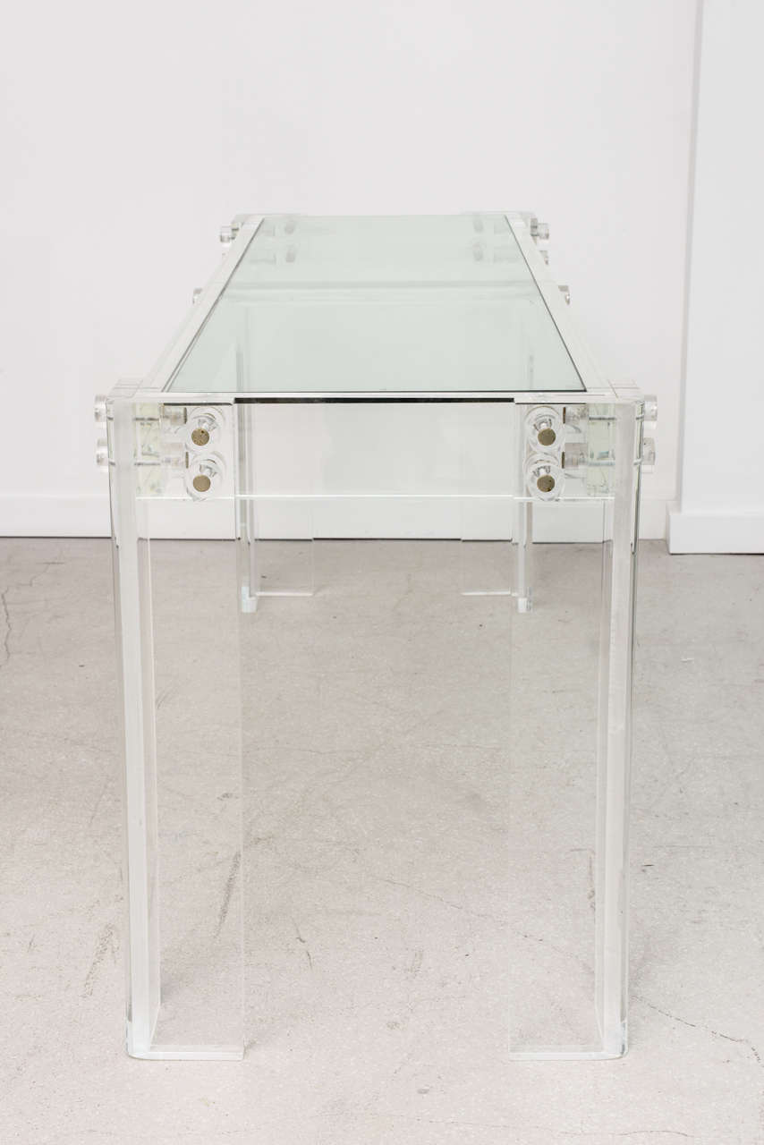 Vintage Lucite Console Table with Glass Top 3