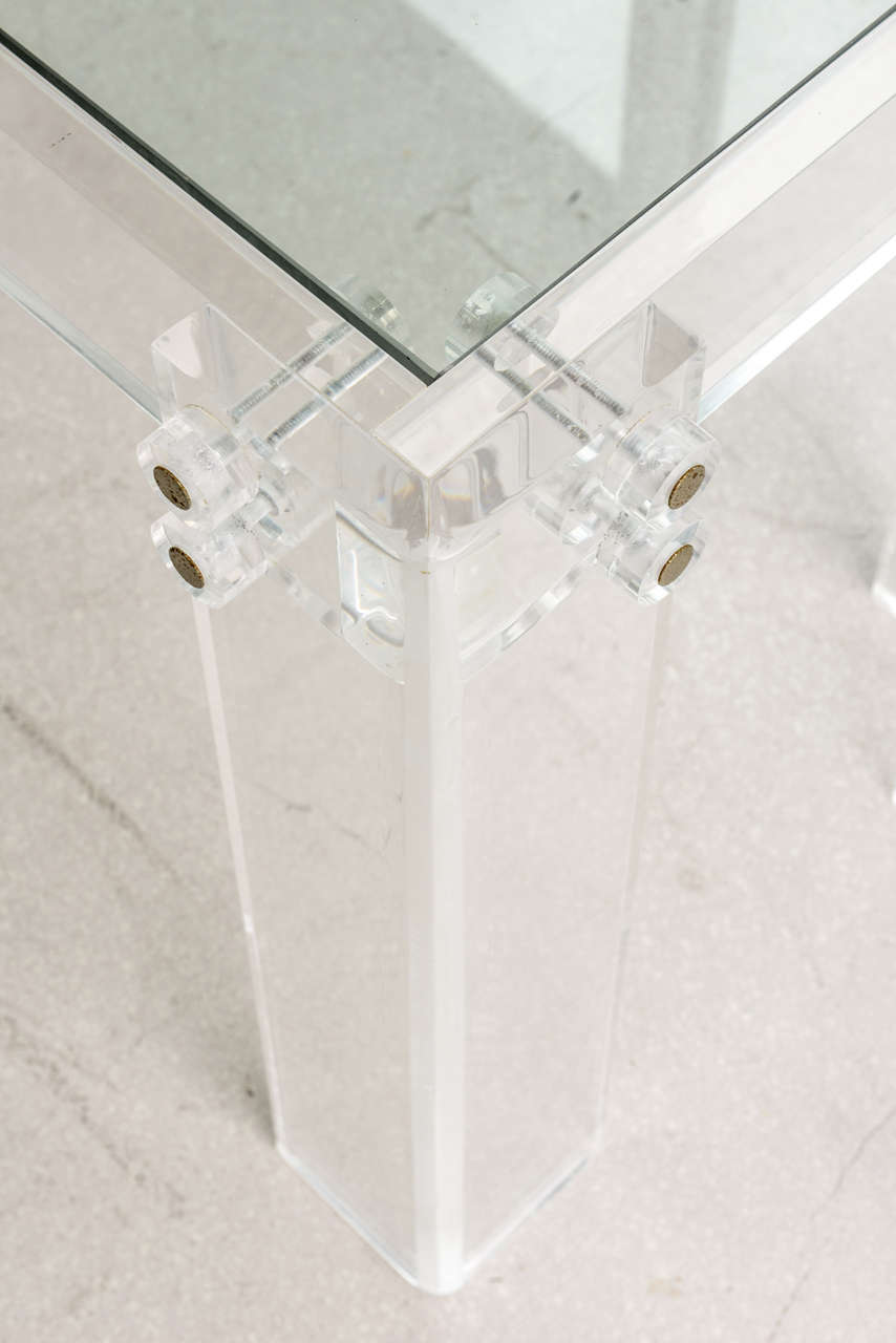 Vintage Lucite Console Table with Glass Top 4