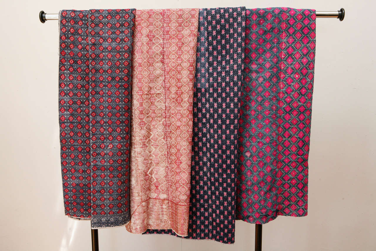 Hand loomed silk on cotton brocade. Triple panels. Vintage.  Priced individually at  $695 each. 
Sizes left to right: 
58