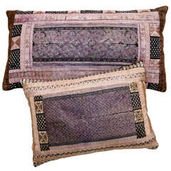 Vintage SE Asian Silk Needlepoint Geija Pillows