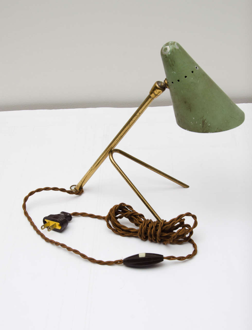 Small Italian Table Lamp with Green Shade In Good Condition In New York City, NY