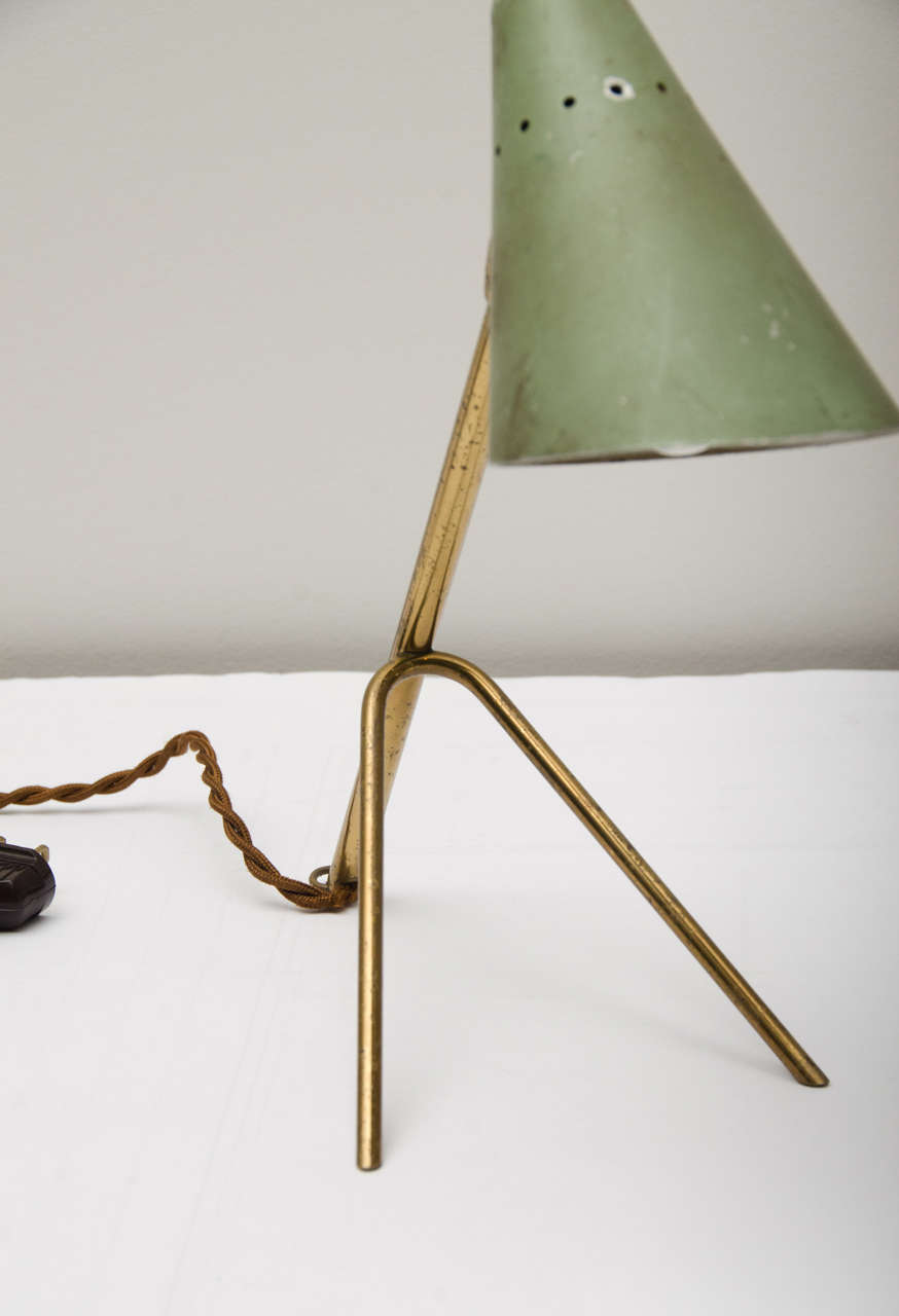 Small Italian Table Lamp with Green Shade 3