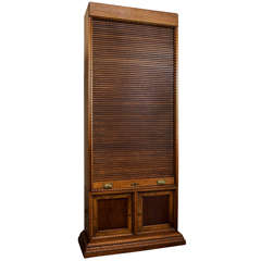 Antique Monumental Roll Front Bookcase