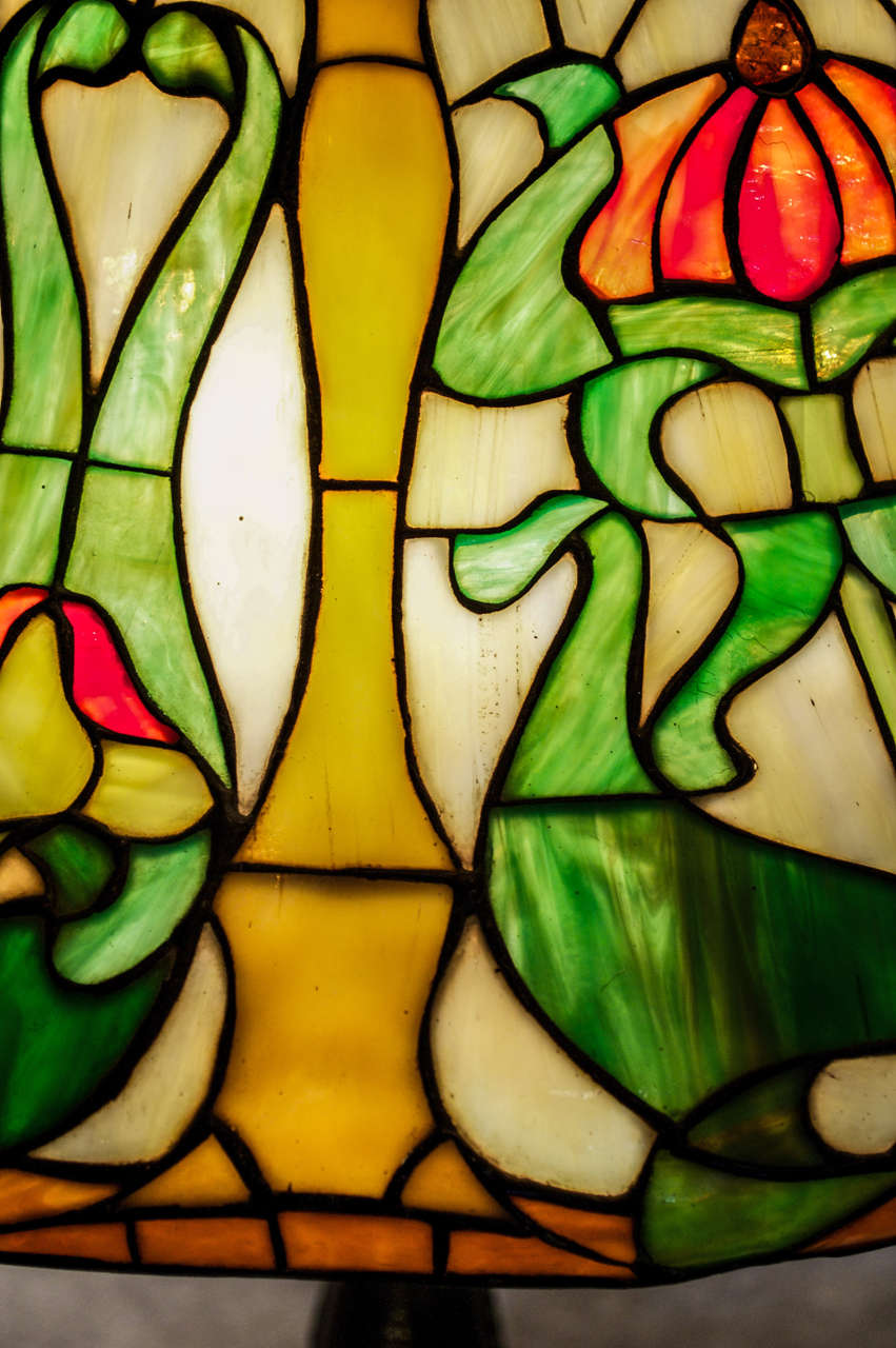 Art Nouveau Wilkinson Leaded Glass Table Lamp
