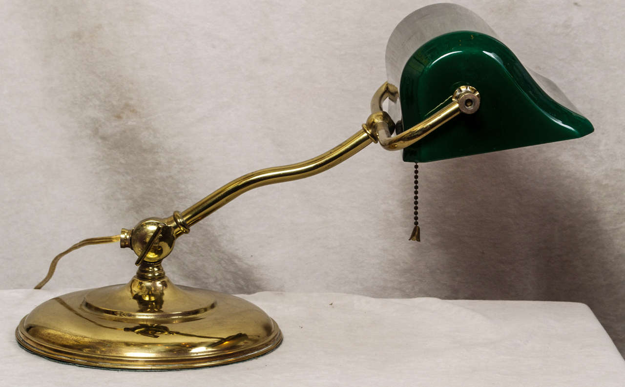 Banker's Desk Lamp with Cased Green Glass Shade at 1stDibs lamp with