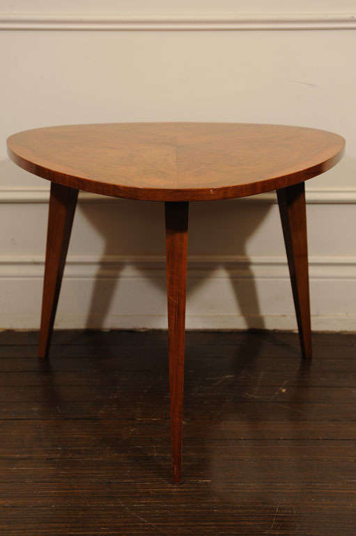 Solid Walnut, walnut veneer, triangle top small Table