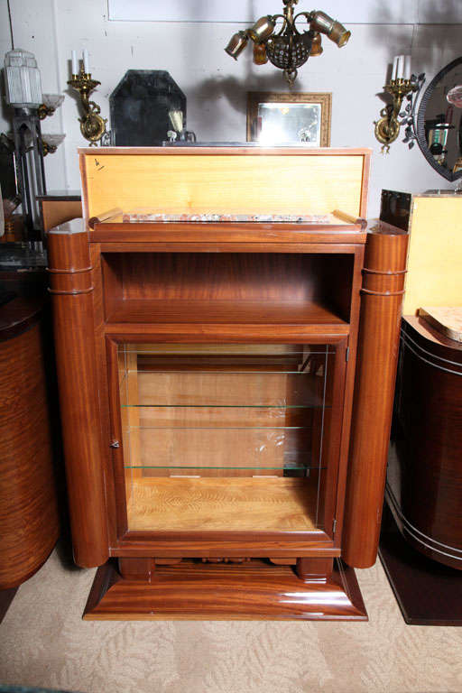 French Art Deco Marble Top Palisander "Rio" Vitrine/ Dry Bar