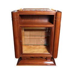 French Art Deco Marble Top Palisander "Rio" Vitrine/ Dry Bar